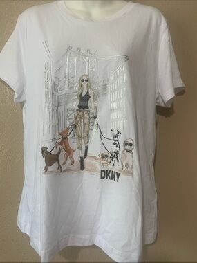 Dkny size L White Tee with Branded Price Tag